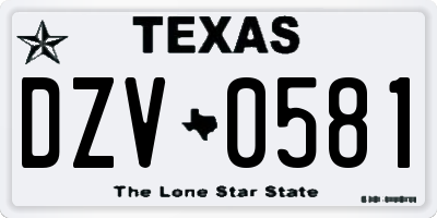 TX license plate DZV0581
