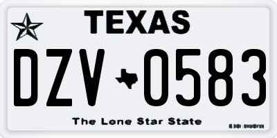 TX license plate DZV0583