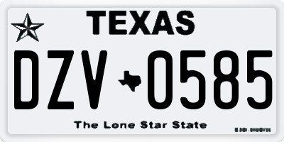 TX license plate DZV0585