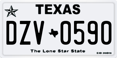 TX license plate DZV0590