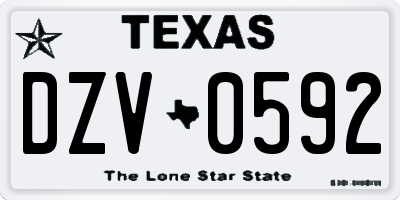 TX license plate DZV0592
