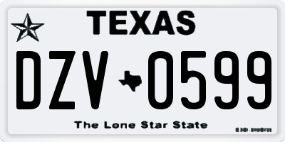 TX license plate DZV0599