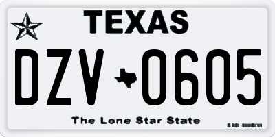 TX license plate DZV0605