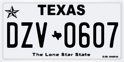 TX license plate DZV0607