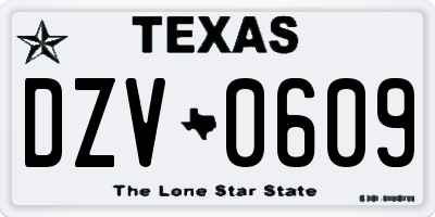 TX license plate DZV0609