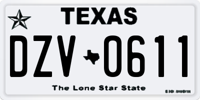 TX license plate DZV0611