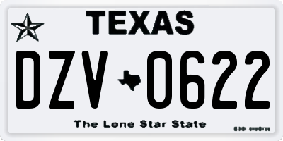 TX license plate DZV0622