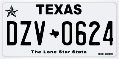 TX license plate DZV0624