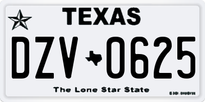TX license plate DZV0625