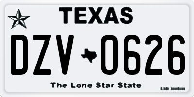 TX license plate DZV0626
