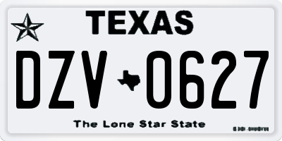 TX license plate DZV0627