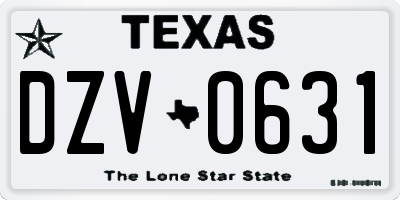 TX license plate DZV0631