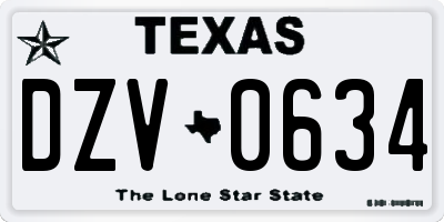 TX license plate DZV0634