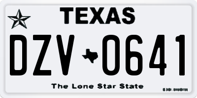 TX license plate DZV0641