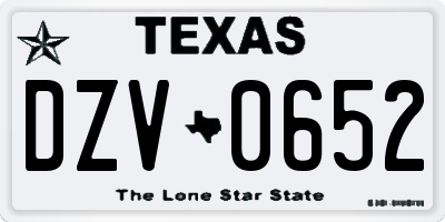 TX license plate DZV0652