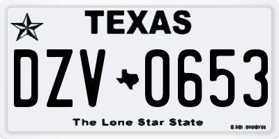 TX license plate DZV0653