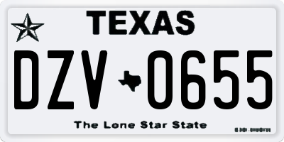 TX license plate DZV0655