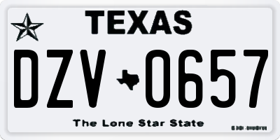 TX license plate DZV0657