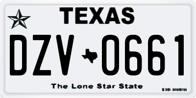 TX license plate DZV0661