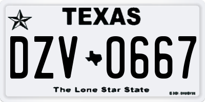 TX license plate DZV0667
