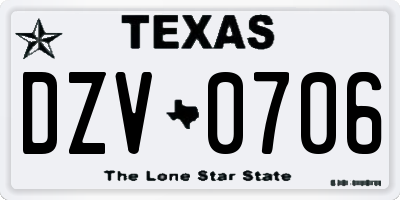 TX license plate DZV0706