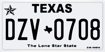 TX license plate DZV0708