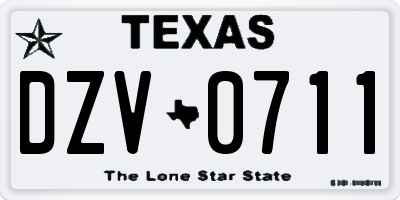TX license plate DZV0711
