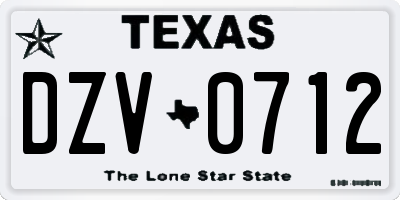 TX license plate DZV0712