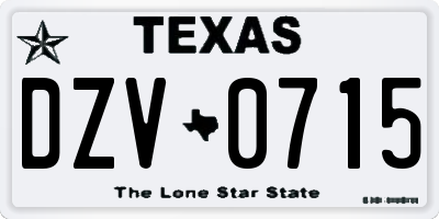 TX license plate DZV0715