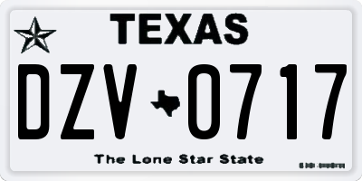 TX license plate DZV0717