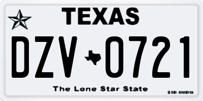 TX license plate DZV0721