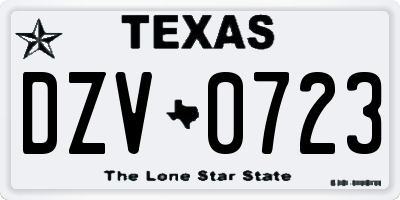 TX license plate DZV0723