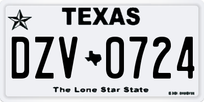 TX license plate DZV0724