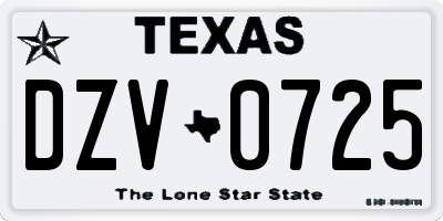 TX license plate DZV0725