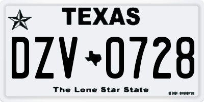 TX license plate DZV0728