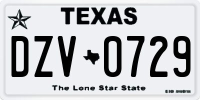 TX license plate DZV0729