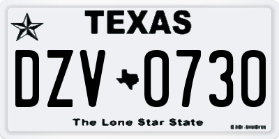 TX license plate DZV0730