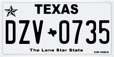 TX license plate DZV0735