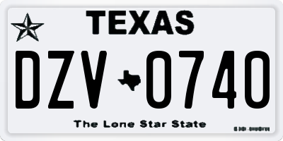 TX license plate DZV0740