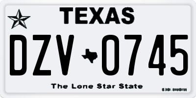 TX license plate DZV0745