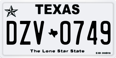 TX license plate DZV0749