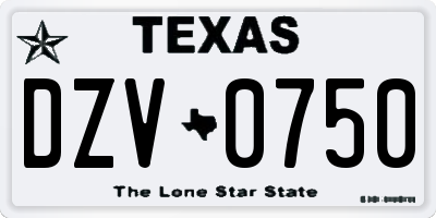 TX license plate DZV0750