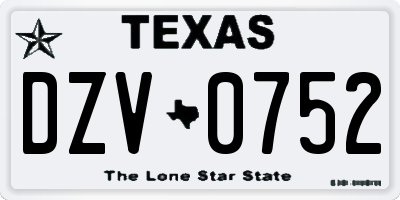 TX license plate DZV0752