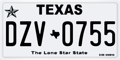 TX license plate DZV0755