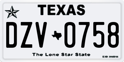 TX license plate DZV0758