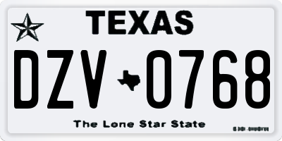 TX license plate DZV0768