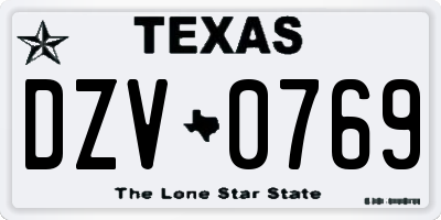 TX license plate DZV0769