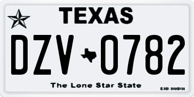 TX license plate DZV0782
