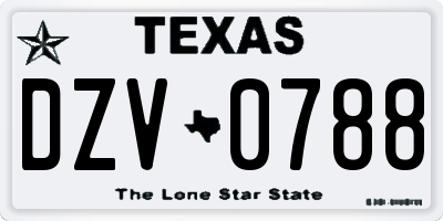 TX license plate DZV0788