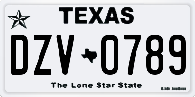 TX license plate DZV0789